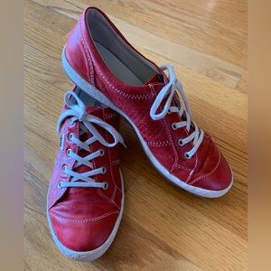 Josef Siebel Caspian red leather sneakers EUC sz 9